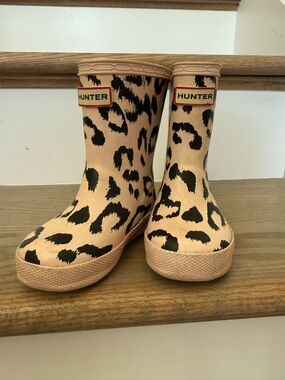 Pink Boots Hunter boots toddler size UK 5 cat print pink